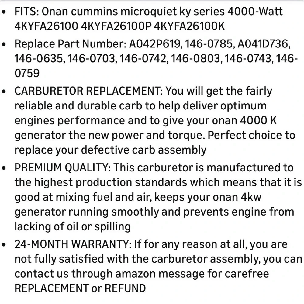 Onan Cummins Microquiet 4000 Watt Generator Carburetor Carb Gaskets A042P619